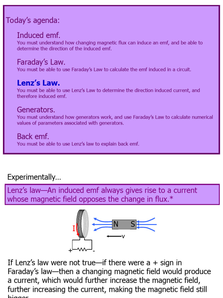 Lecture19 Part 4 Lenzs Law Pdf Electromagnetic Induction Magnetic