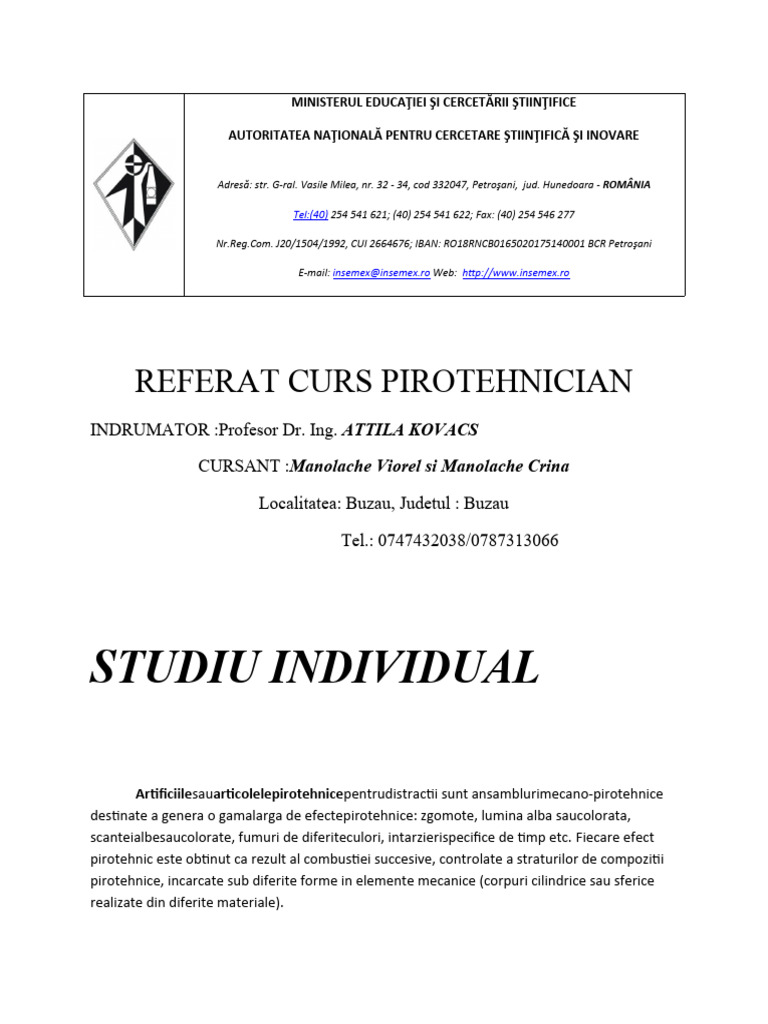 Referat 1 Manolache Crina Si Manolache Viorel | PDF