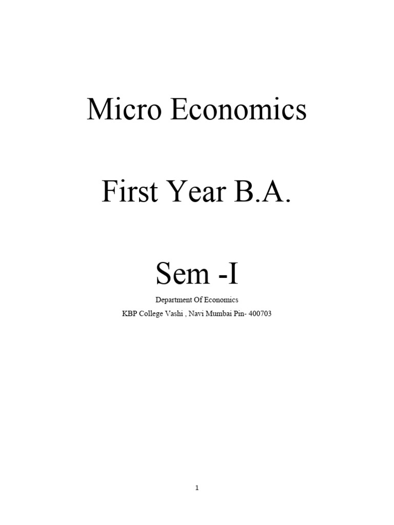 Micro Economics Module 1 & 2 | PDF | Supply (Economics) | Economic ...