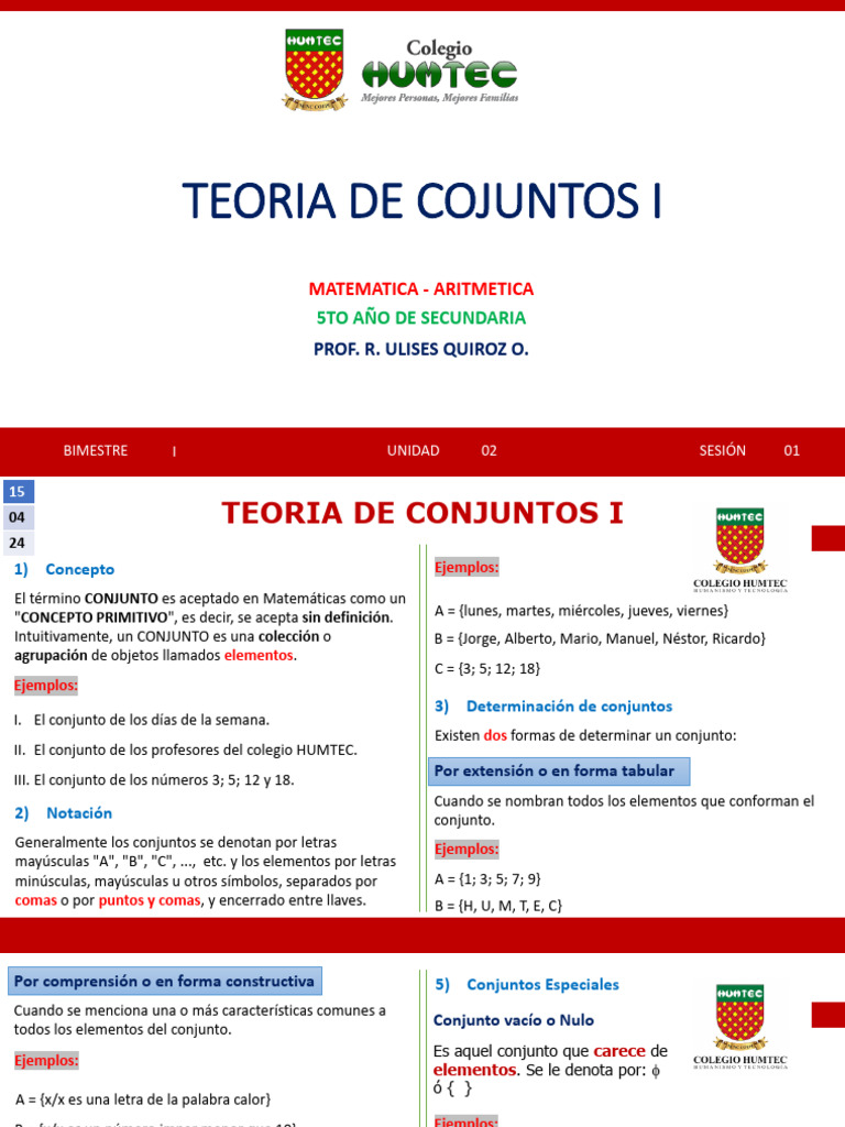 Teoría de Conjuntos para Secundaria | PDF | Conjunto (Matemáticas) | Lógica