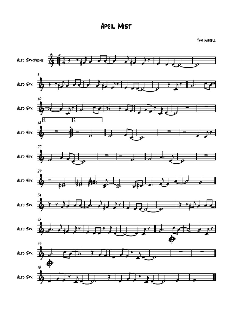 Alto Saxophone Sheet Music: April Mist | PDF | Saxophone | Alto Saxophone