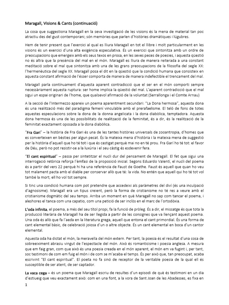 Apunts Del Segon Parcial de Modernisme, Del Grau de Filologia Catalana ...