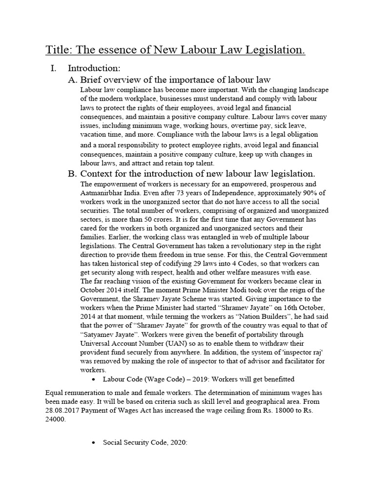 New Labour Law Reforms in India | PDF | Labour Law | Employment