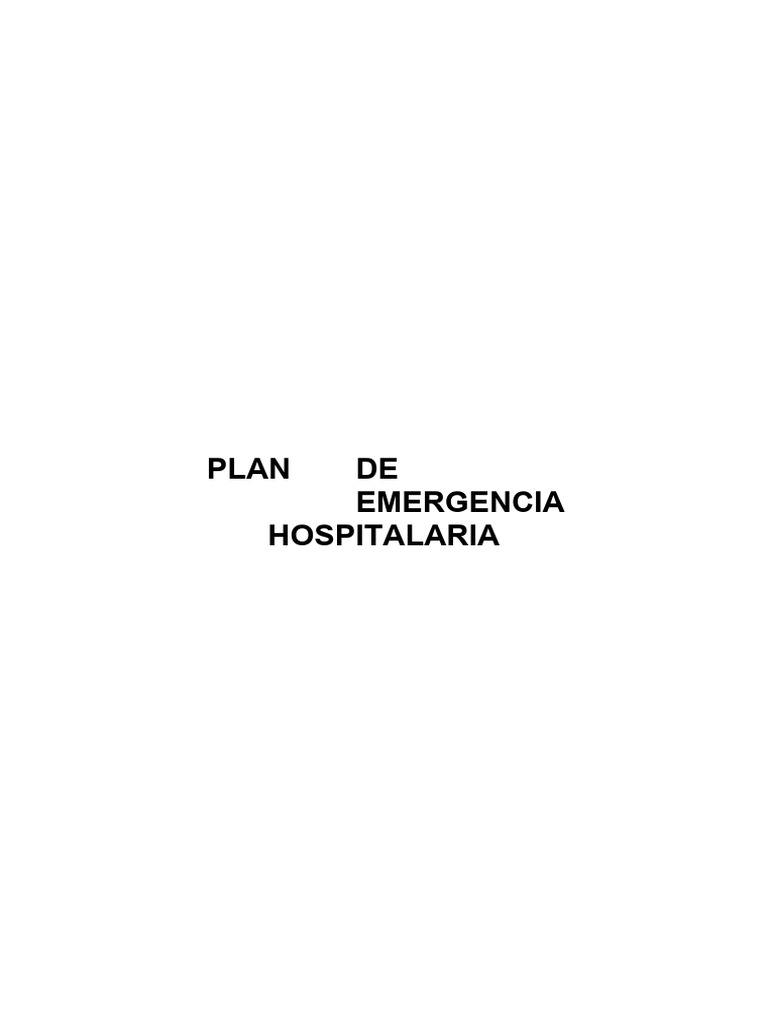Plan de Emergencia Hospitalaria 2022 | PDF | Hospital