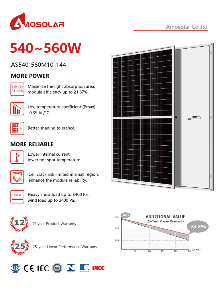 High Efficiency 560W Solar Panel Specs | PDF | Electrical Engineering ...