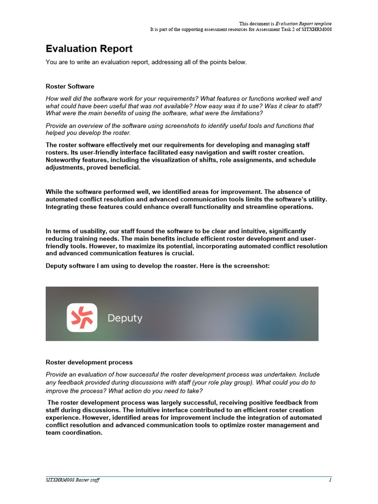 Evaluation Report Template (08) | PDF | Usability | Business