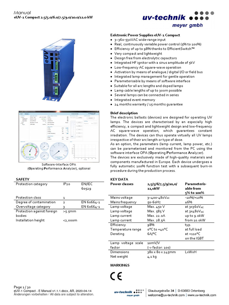 eUV 1 Compact E Manual | PDF