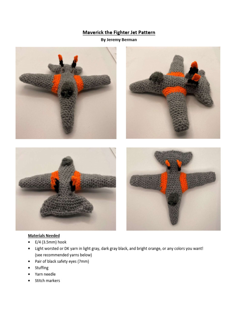 Maverick Fighter Jet Crochet Pattern | PDF | Crochet | Textiles