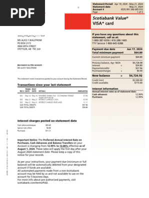 Scotiabank Card statement 2024