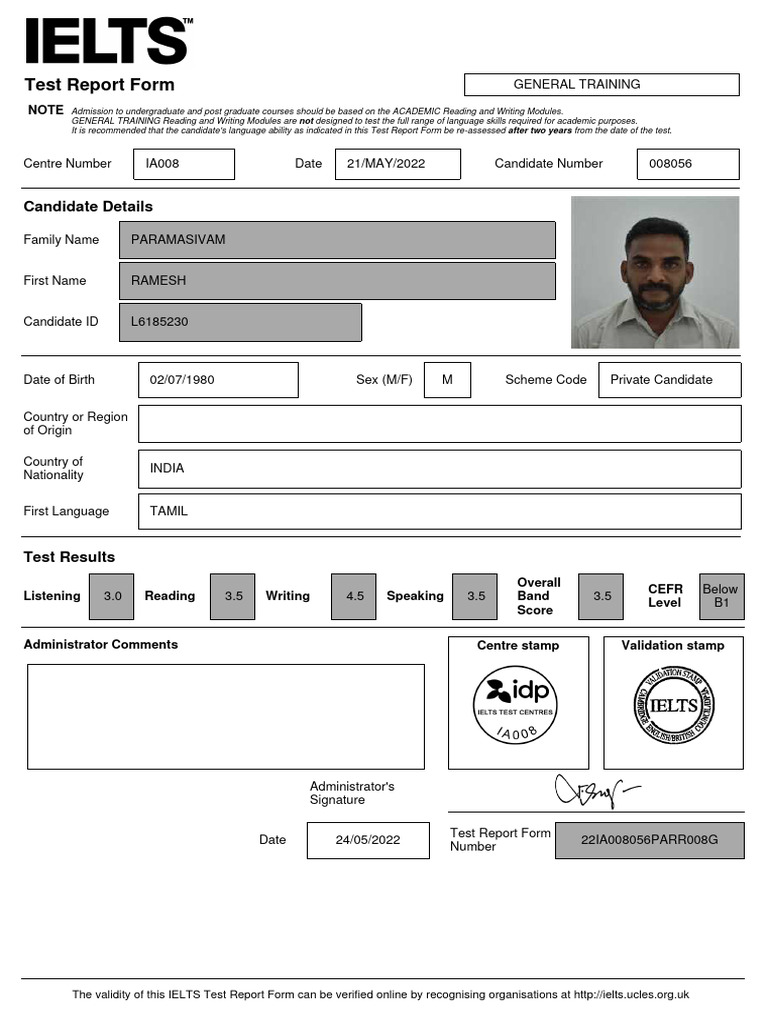 IELTS Certificate | PDF | International English Language Testing System ...