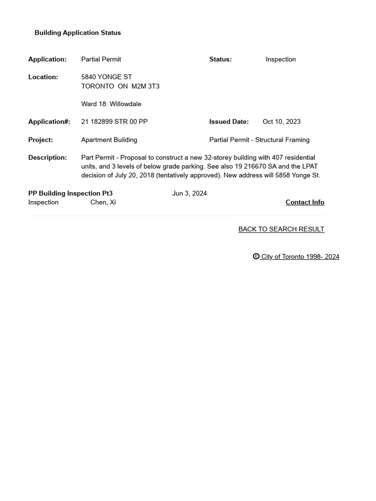 City of Toronto - Building Application StatusApplication Status Detail ...