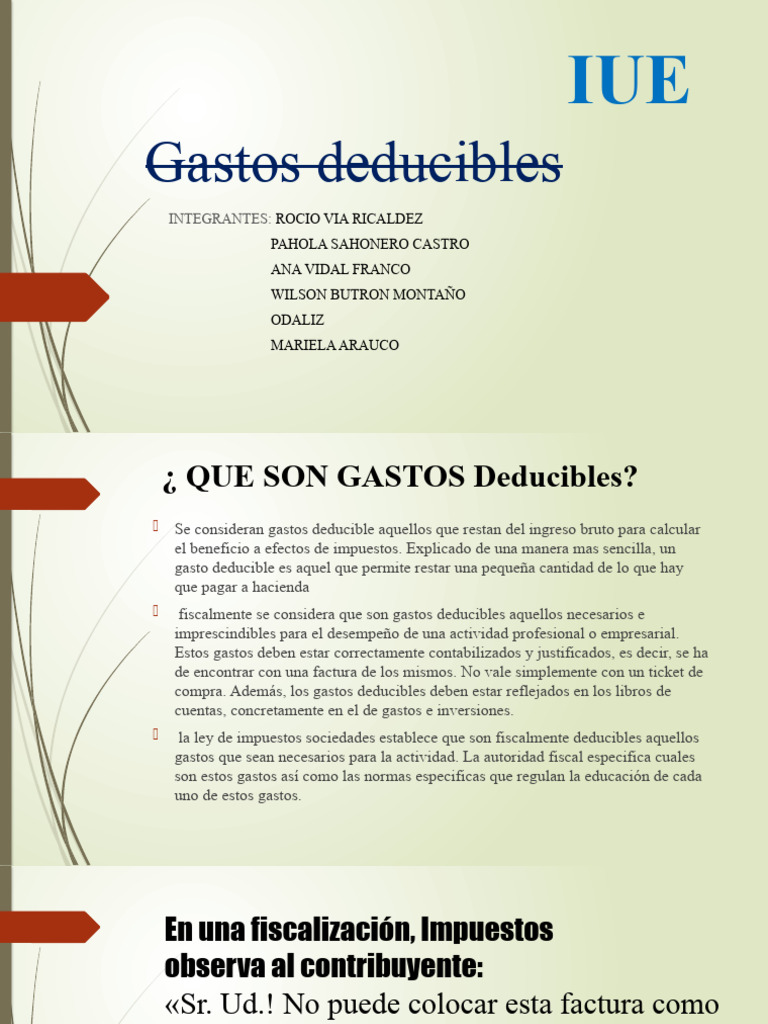 Gastos Deducibles | PDF | Depreciación | Estado de resultados