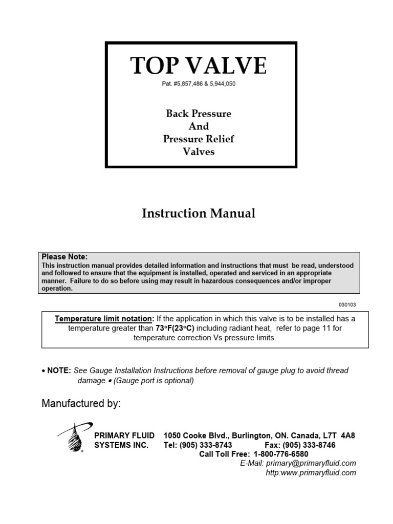 Back Pressure Valve Instruction Manual | PDF | Valve | Pump