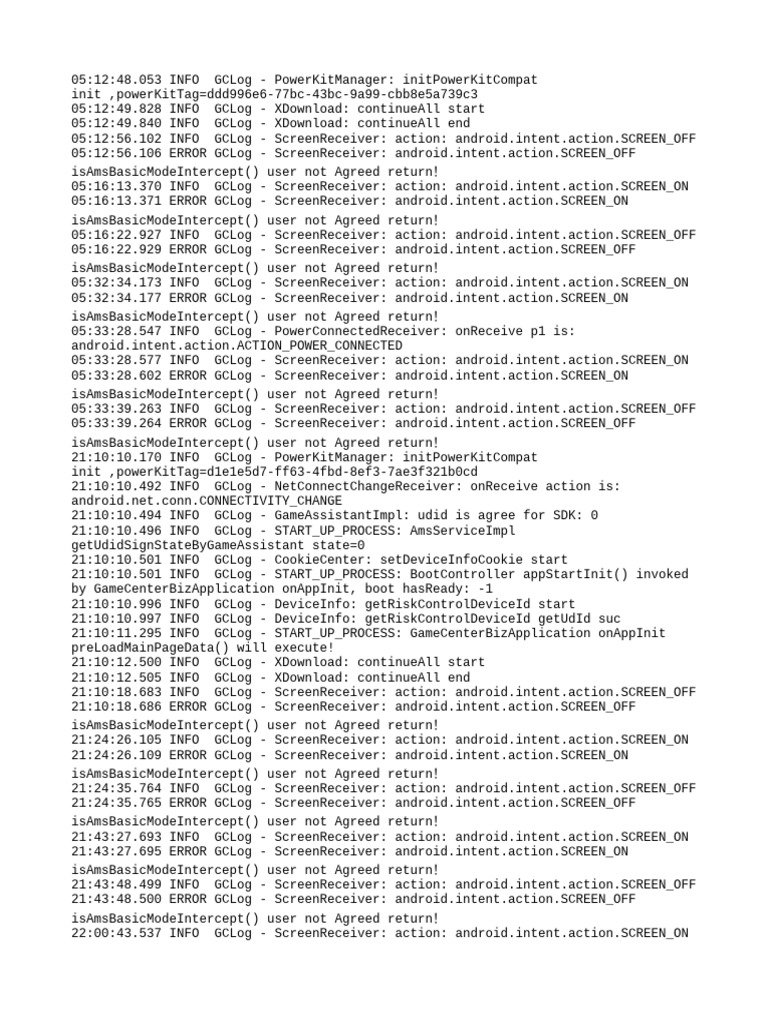 Android Screen Receiver Log Errors | PDF