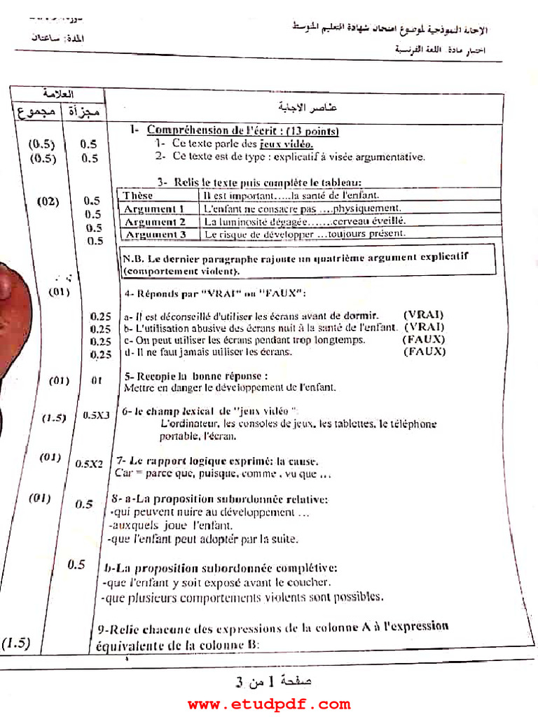 Bem2019 French Correction | PDF
