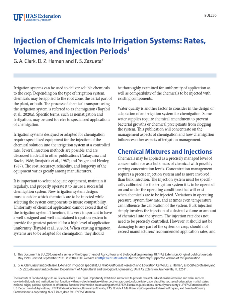 Chemigation: Rates and Injection Methods | PDF | Fertilizer | Mixture
