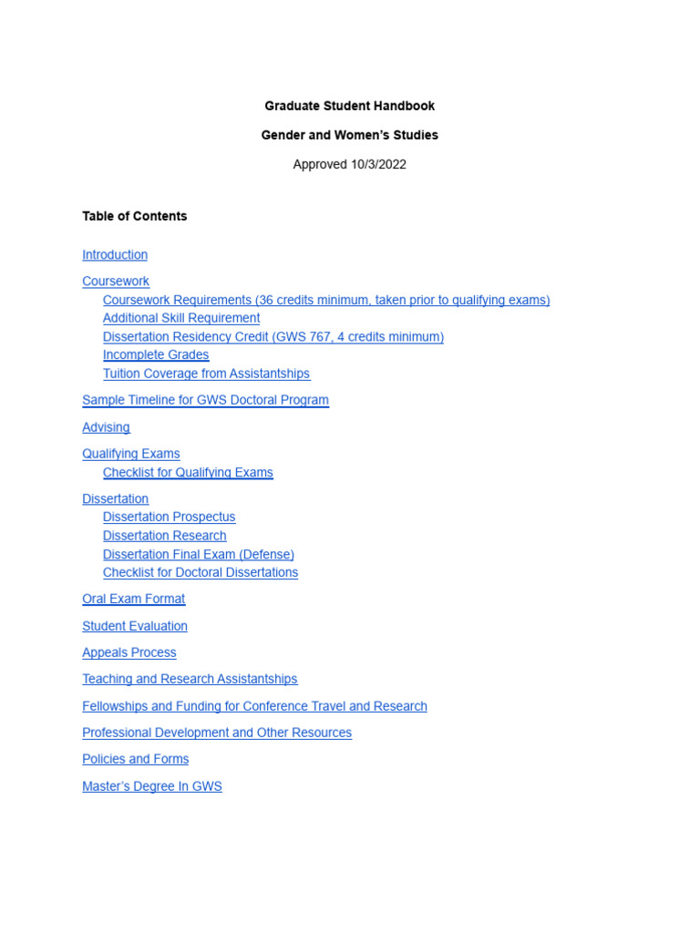 Revised Graduate Handbook (Approved 10-3-2022) | PDF | Thesis ...