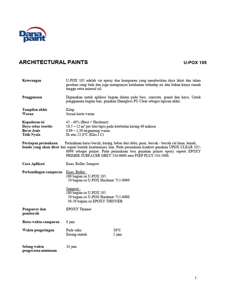 Katalog Cat Epoxy U-POX 105 | PDF | Teknologi & Rekayasa