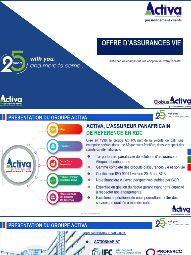 Offres d'Assurances Vie ACTIVA RDC | PDF | Retraite | Retraites