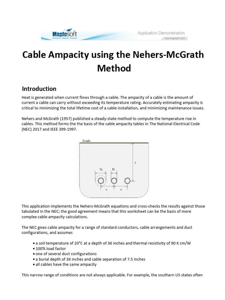 Cable Ampacity via Neher-McGrath Method | PDF | Electrical Conductor ...