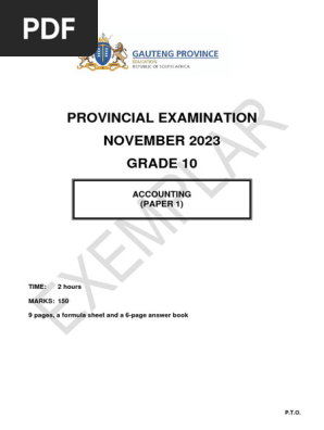 2023 GP Grade 10 Accounting P1 Nov QP