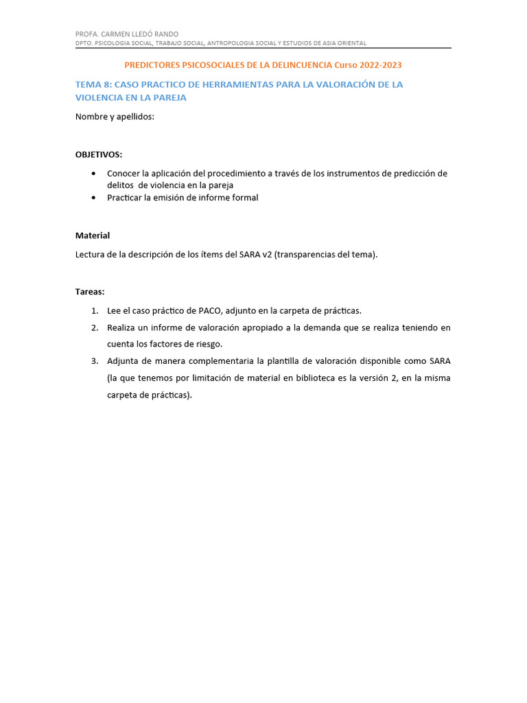Tema 8 Uso de Instrumentos SARA | PDF