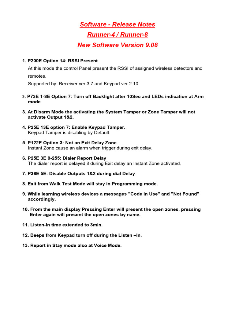 Runner-4/8 Software Release 9.08 Notes | PDF | Electronics | Service ...