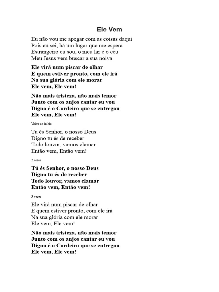 Letra do Hino 