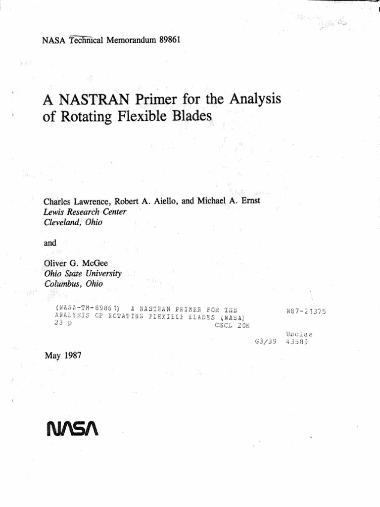 NASTRAN Primer for Rotating Blades | PDF | Matrix (Mathematics ...