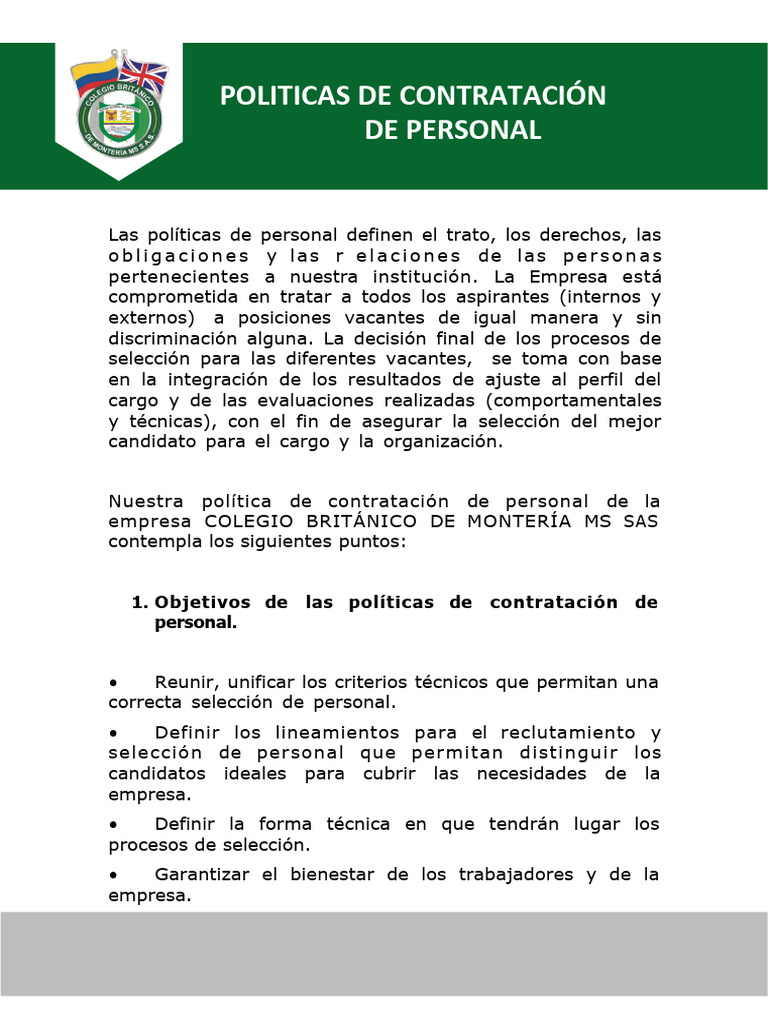 Políticas de Reclutamiento y Selección | PDF | Gestión de recursos