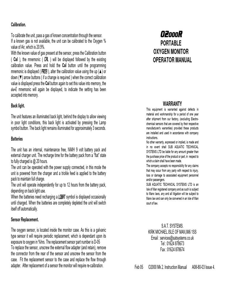 O2000 Portable Oxygen Monitor Guide | PDF | Battery Charger ...