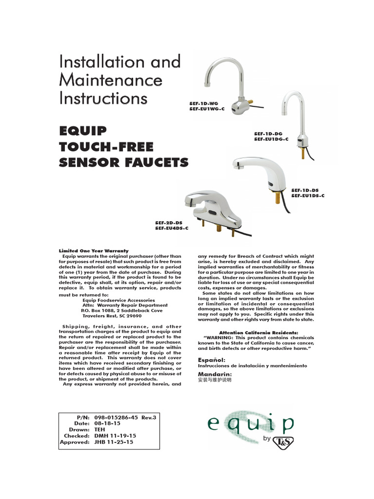 Ts Electric Faucet - Instructions | PDF | Tap (Valve) | Implied Warranty