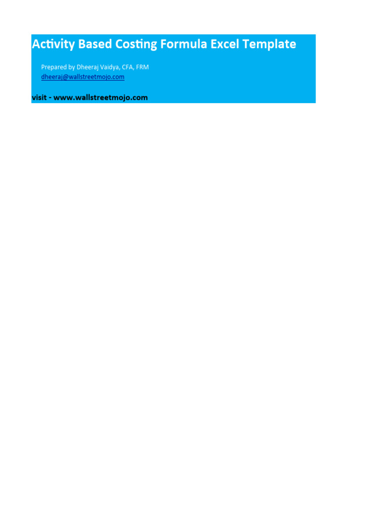 Activity Based Costing Excel Template | PDF | Management Accounting ...