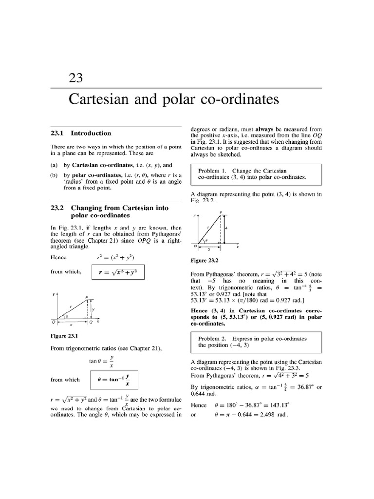 Cartesian and Polar Coordinate | PDF