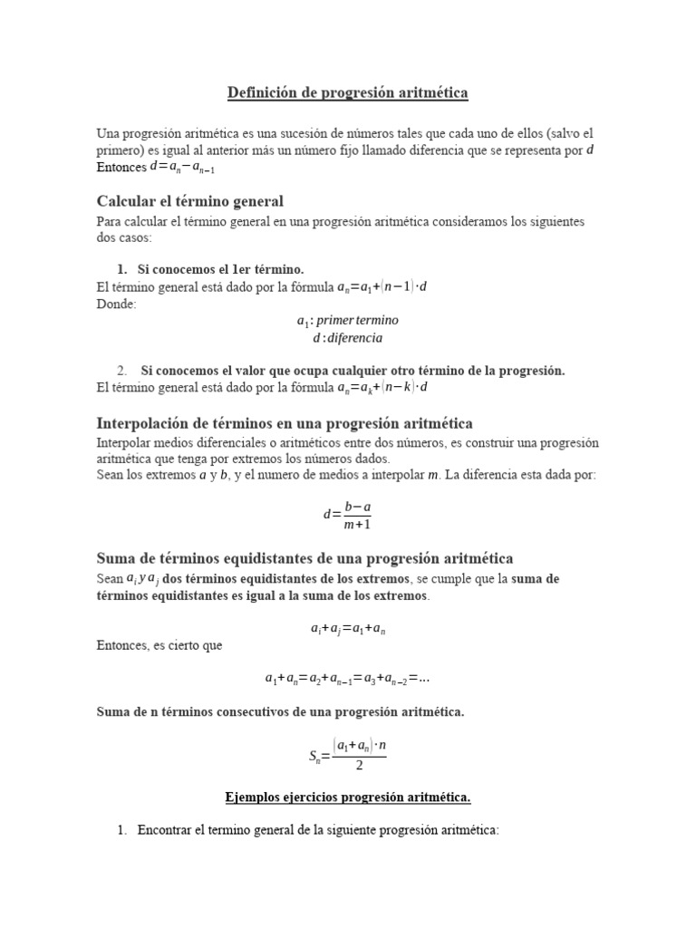 Definición de Progresión Aritmética | PDF | Proporción | Secuencia