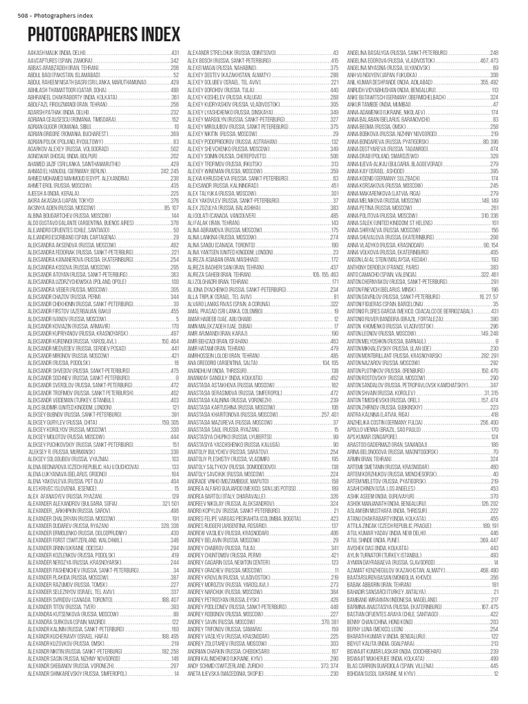 Photographers Index by Country | PDF
