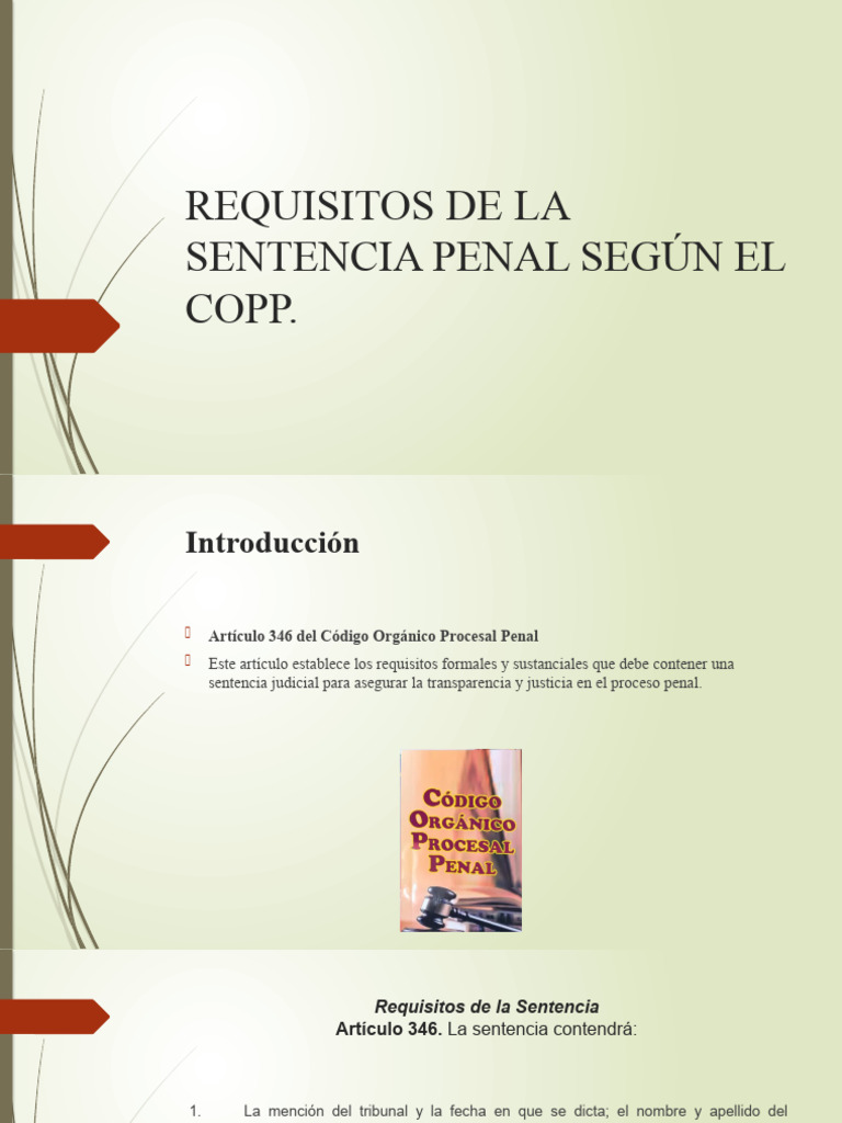 REQUISITOS DE LA SENTENCIA PENAL SEGÚN EL COPP | Descargar gratis PDF
