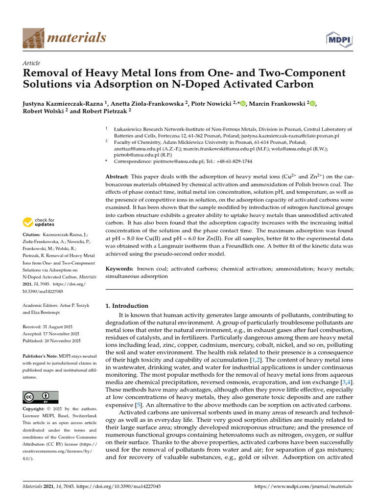 Activated Carbon | PDF | Adsorption | Physical Sciences