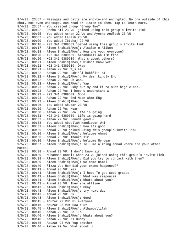 Whatsapp chat with group two pdf