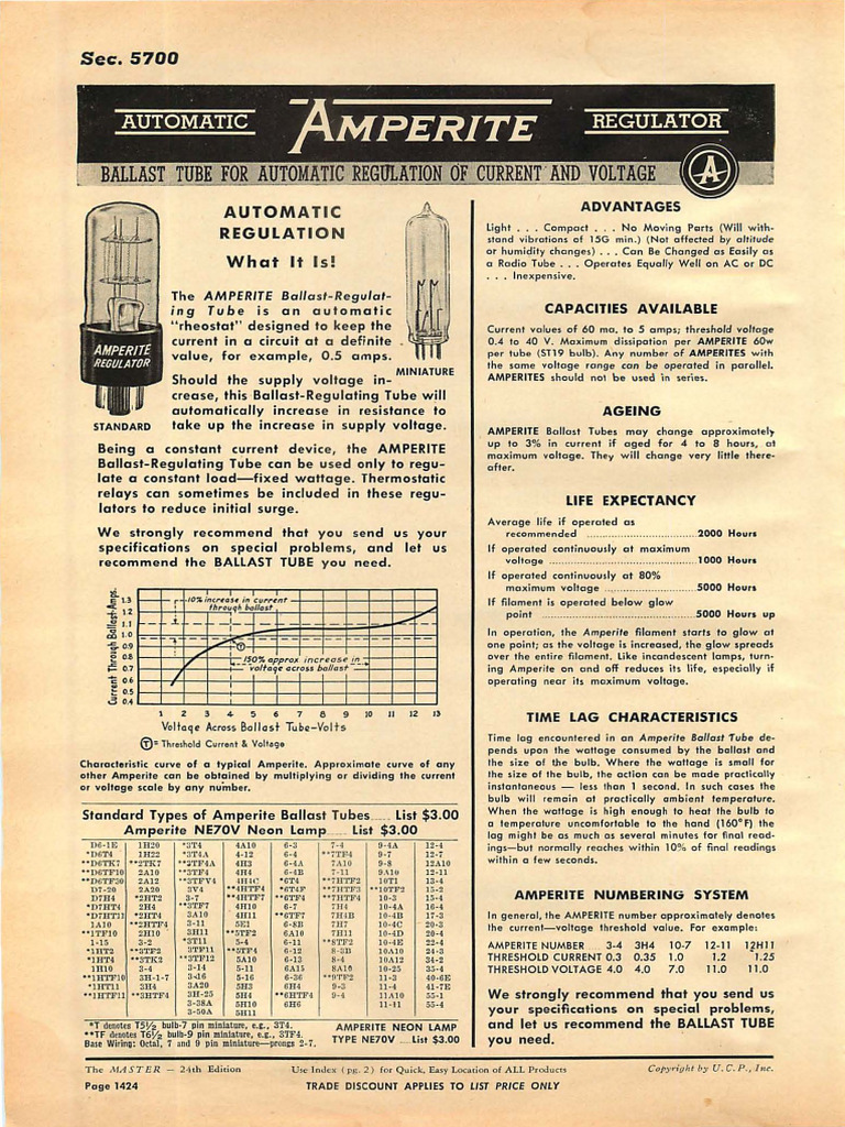 Amperite Ballast-Regulating Tube Guide | PDF | Incandescent Light Bulb ...