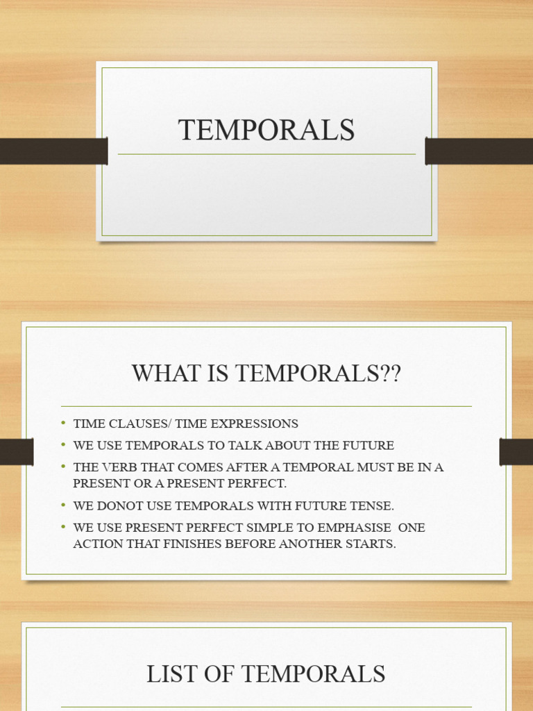 Understanding Temporals in English Grammar | PDF | Language Arts ...