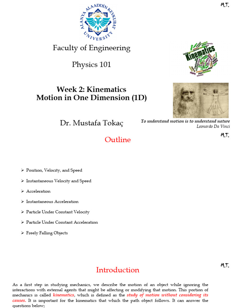 Motion In One Dimension Pdf Acceleration Velocity