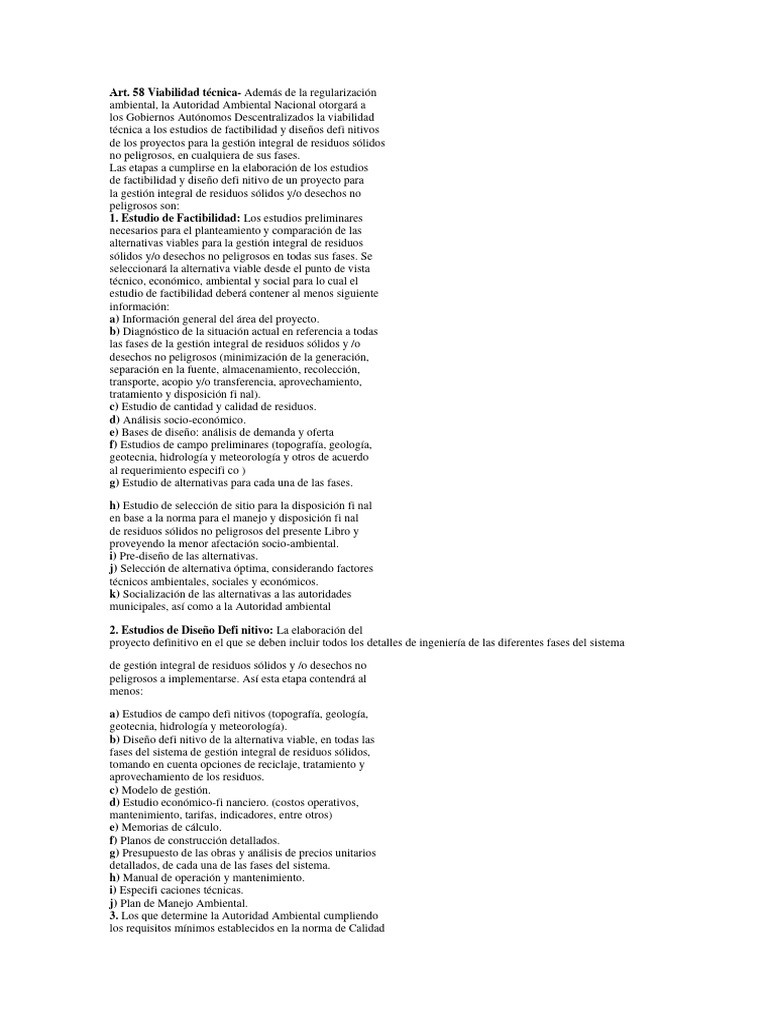 Articulo Del 58 Al 60 | PDF | Residuos | Gestión de residuos