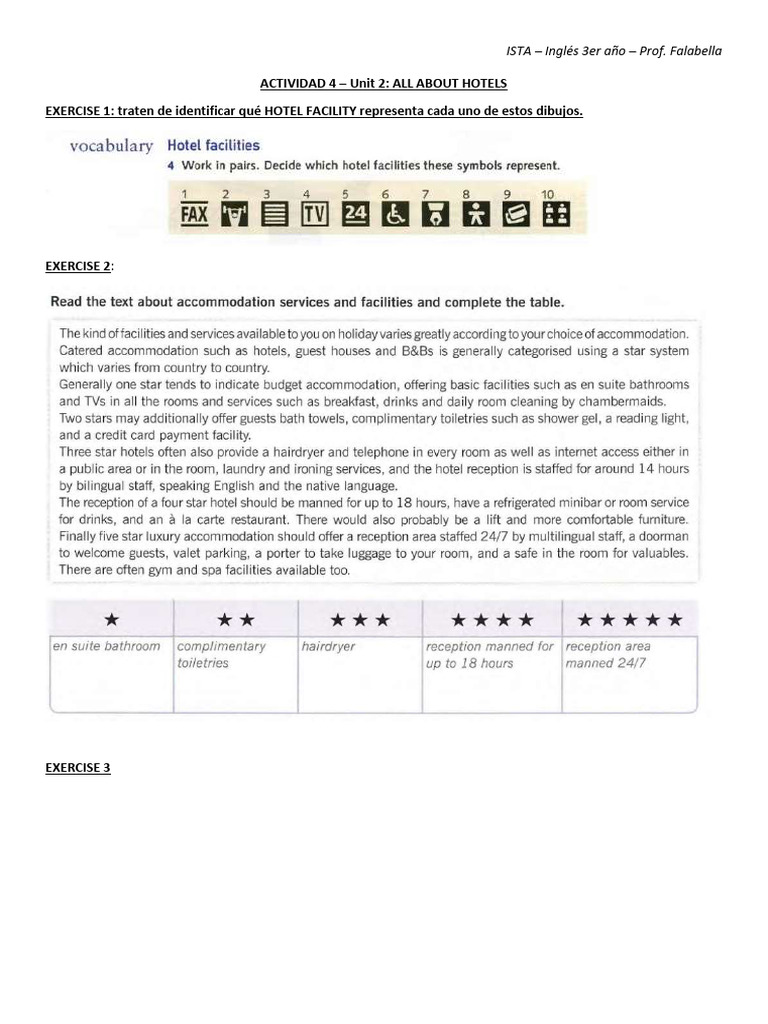 Activity 4 - Hotel Facilities | PDF | Arte