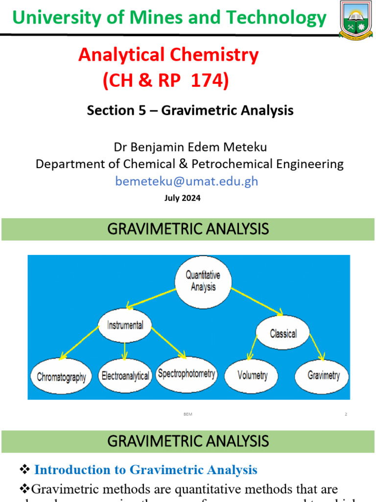 Gravimetric Analysis in Chemistry | PDF | Precipitation (Chemistry ...