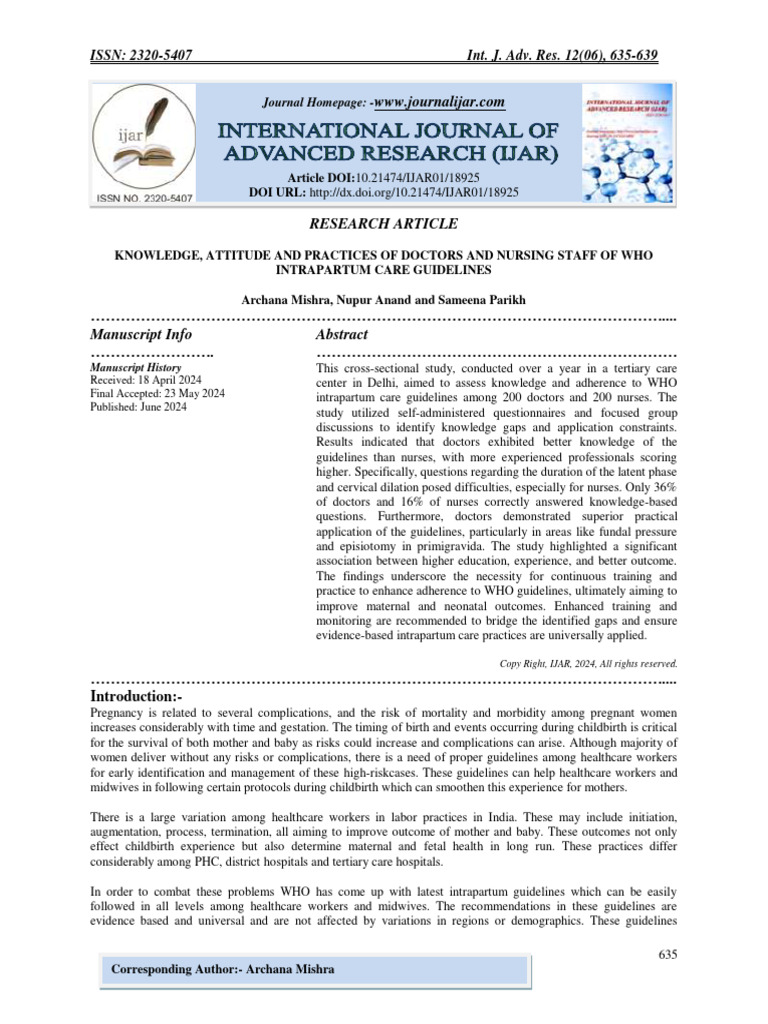 Knowledge attitude and practices of doctors and nursing staff of who