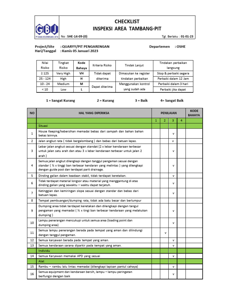 Laporan Inspeksi K3 Tambang 2023 | PDF