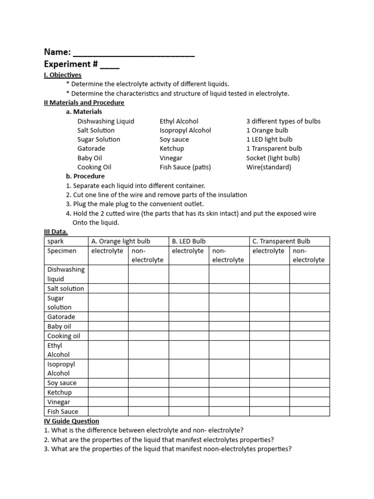 Electrolyte Activity in Various Liquids | PDF | Science & Mathematics