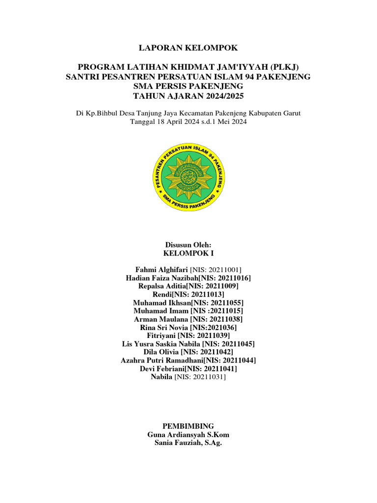 Laporan PLKJ Santri Pesantren Pakenjeng | PDF