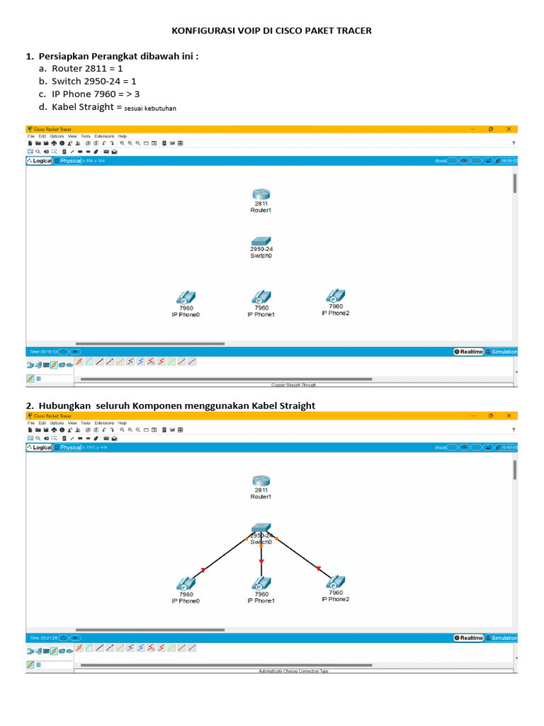Konfigurasi VoIP Cisco Paket Tracer | PDF | Router (Computing ...